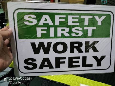 Safety First work safely Signage PVC Plastic (Like ID) 7.8x11 inches ...