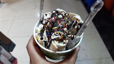 Ice Cream Rolls In Commercial Rawalpindi Street Food Pakistan Tawa