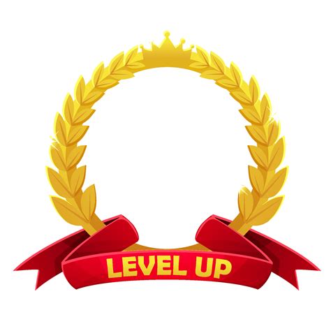 Gold Game Avatar Round Frame Level Up Template Vector Illustration