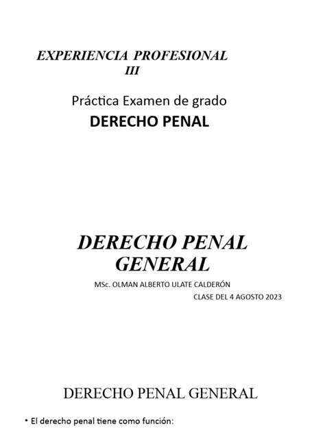 Powerpoint Derecho Penal General Y Derecho Procesal Penal Pdf Queja Intención Derecho Penal