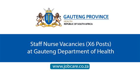 Staff Nurse Vacancies X6 Posts At Gauteng Department Of Health Jobcare