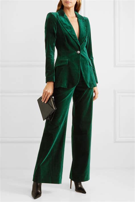 Dark Green Clove Velvet Wide Leg Pants Temperley London In 2020