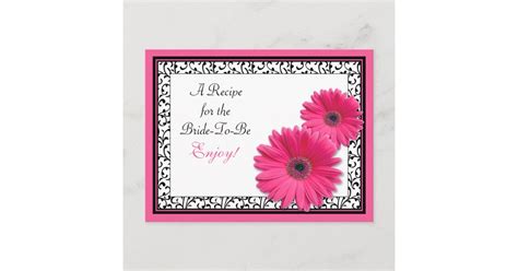 Pink Gerber Daisy Bridal Shower Recipe Card Zazzle