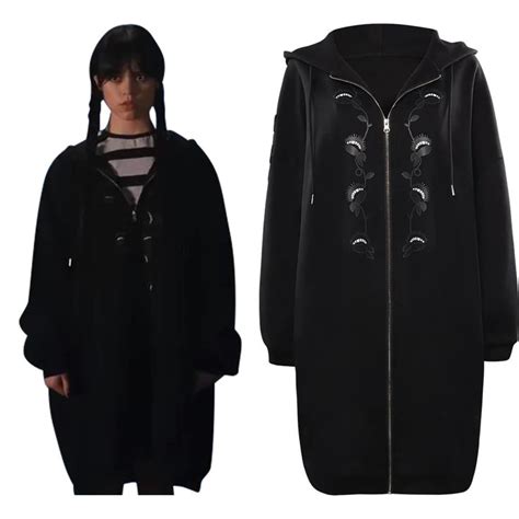 Wednesday Addams Wednesday Cosplay Costume Long Coat Outfits Halloween