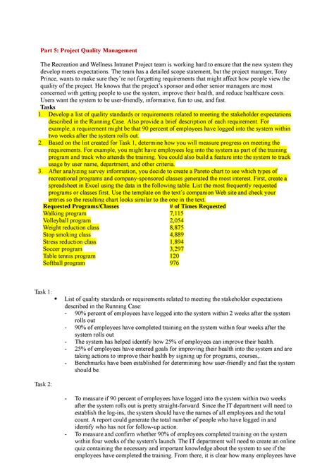 Tutorial Part Project Quality Management The