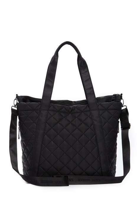 Steve Madden Synthetic Sporty Quilted Nylon Tote In Black Lyst