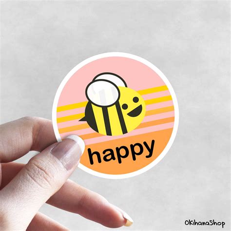 Bee Stickers Bee Happy Stickers Yellow Stickers Cool | Etsy