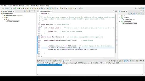 Addition Of Two Number Program In Java Youtube