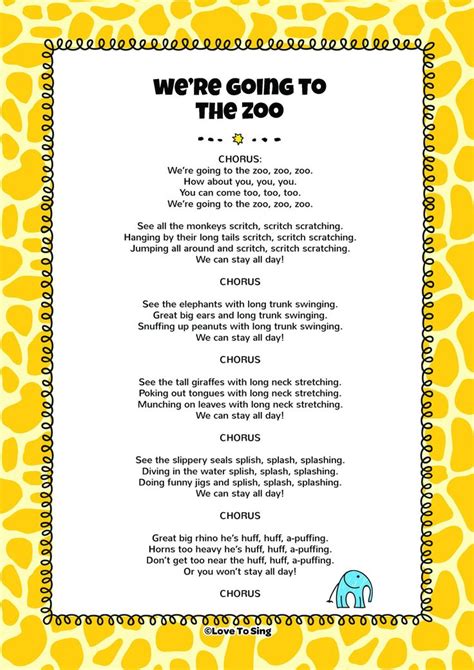 Kid's Song We're Going to the Zoo with Lyrics | Kids Song Lyrics | Zoo songs, Zoo lessons, Zoo ...