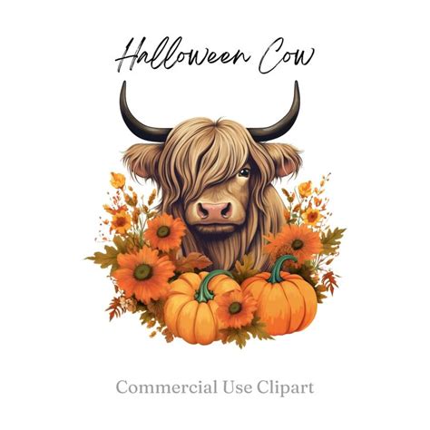 Highland Cow Sublimation Png Clipart Halloween Clipart Pumpkin Fall