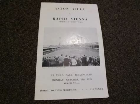 ASTON VILLA V RAPID VIENNA AUSTRIA 1959 60 FRIENDLY OCTOBER 19th 5