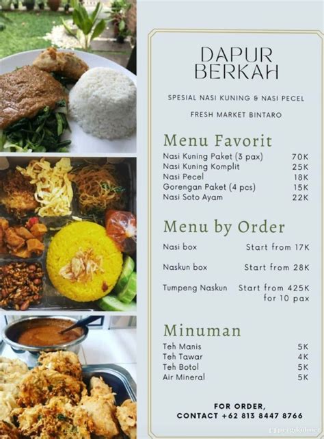 Selalu Diperbarui Menu Dapur Berkah Bintaro Tangerang