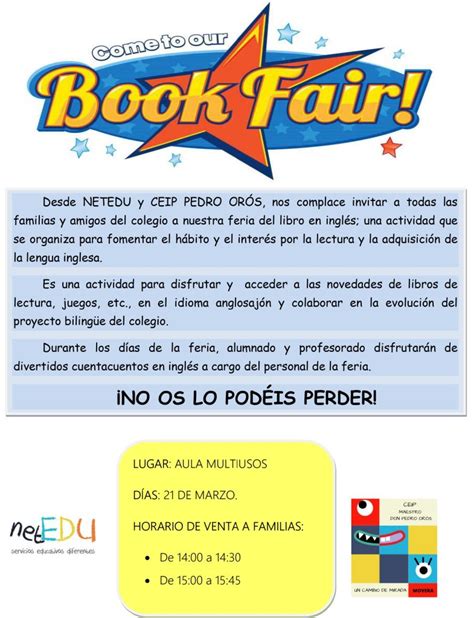 BOOK FAIR 21 DE MARZO CEIP Maestro Don Pedro Orós