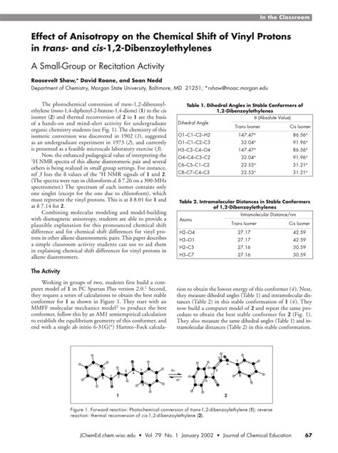 Pdf Effect Of Anisotropy On The Chemical Shift Of Vinyl Protons In