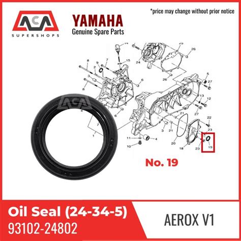 OIL SEAL PULLEY SIDE AEROX NMAX V2 93102 24802 YAMAHA GENUINE PARTS