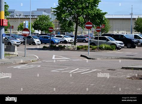 No Entry Signs In The Car Park At The Mall Shopping Centre Cribbs