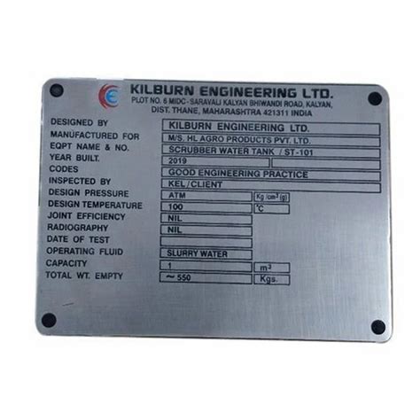 Standard Gray Base Aluminum Industrial Nameplate For Asset