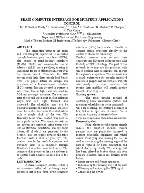 Brain Computer Interface For Multiple Applications Control | PDF ...