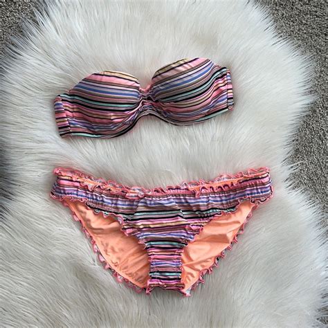 Victorias Secret Striped Pc Bikini Euc Gem