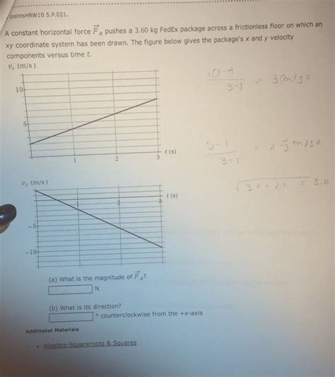 Solved A Constant Horizontal Force F A Pushes A Kg Chegg