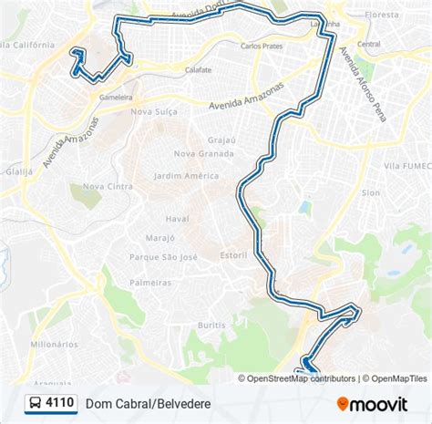 Rota da linha 4110 horários paradas e mapas Belvedere Atualizado