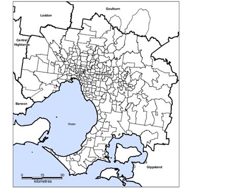 Postcodes within the Greater Melbourne Statistical Division, based on ...