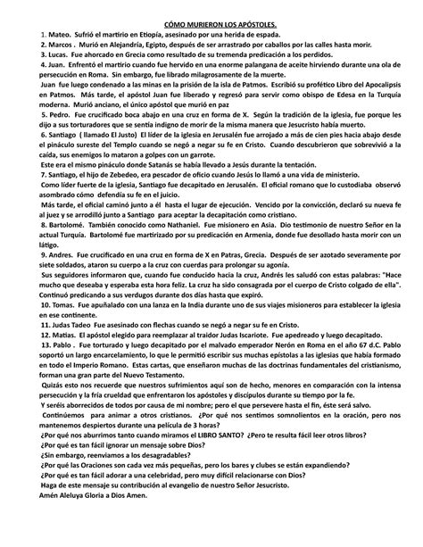 CÓMO Murieron LOS 12 apostoles gran texto CÓMO MURIERON LOS APÓSTOLES