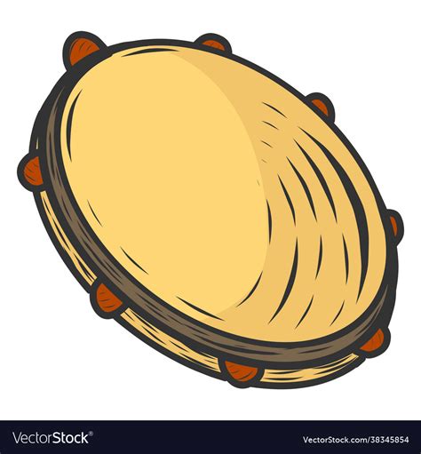 Tambourine musical instrument sketch scratch Vector Image