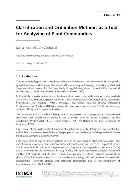 Pdf Classification And Ordination Methods As A Tool For Analyzing