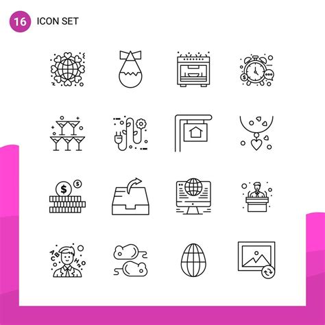 Outline Icon Set Pack Of 16 Line Icons Isolated On White Background