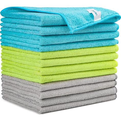 Lot De 12 Chiffons De Nettoyage En Microfibre Torchons Lavette