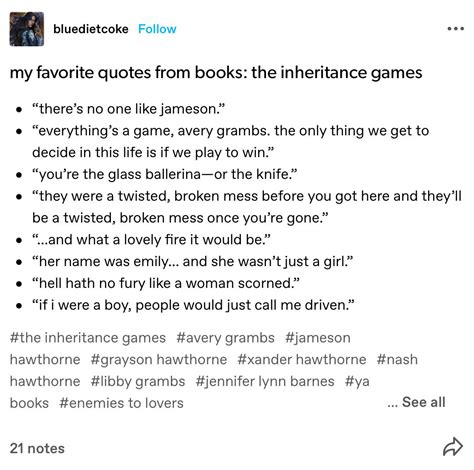 Inheritance Games Quotes 🔥 Book Memes Inheritance Trilogy Game Quotes