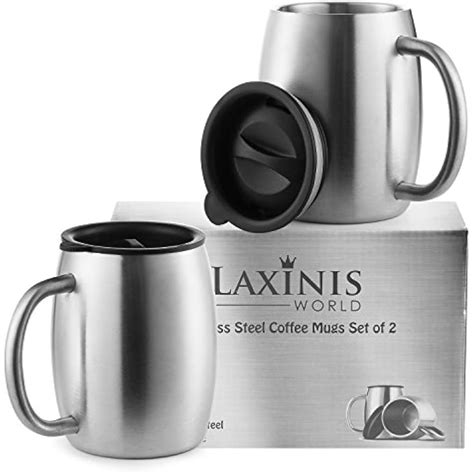 Stainless Steel Coffee Mugs Spill Resistant Lids Oz Double Walled