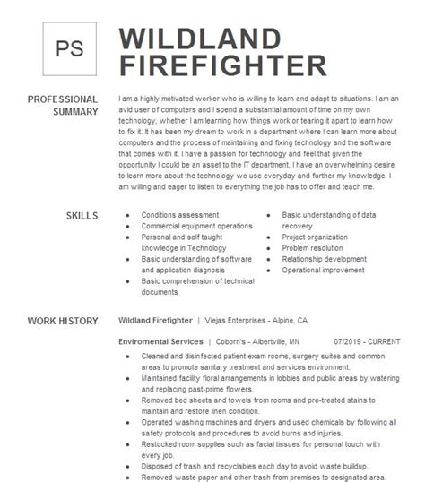 Wildland Firefighter Resume Example