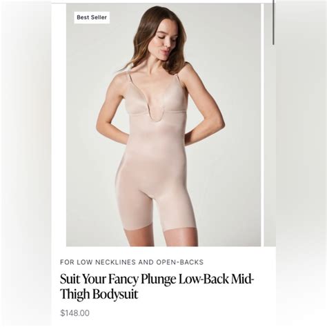 Spanx Intimates And Sleepwear Spanx Suit Your Fancy Plunge Lowback Midthigh Bodysuit Poshmark