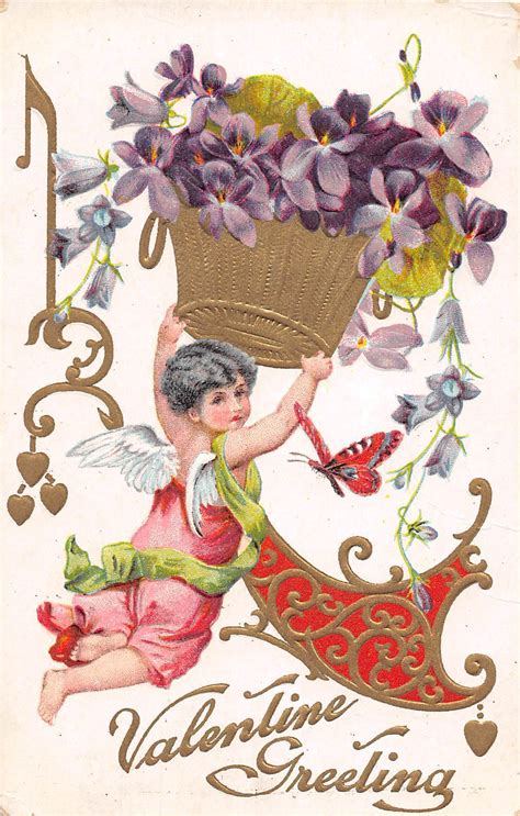 E Valentine S Day Love Postcard C Mansfield Ohio Butterfly Cupid