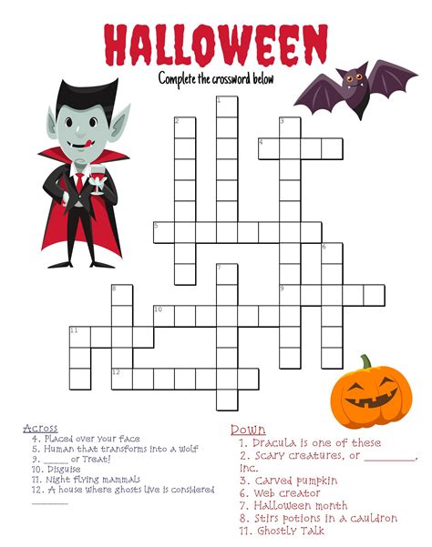 Halloween Crossword Puzzle Printable | Printable Crossword Puzzles