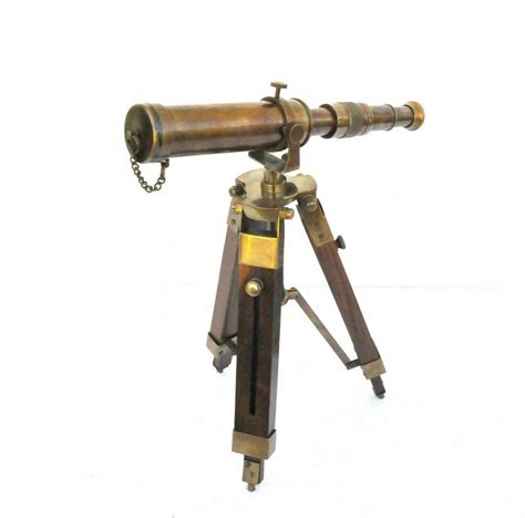 10 Maritime Decorative Brass Antique Telescope With Wooden Tripod At