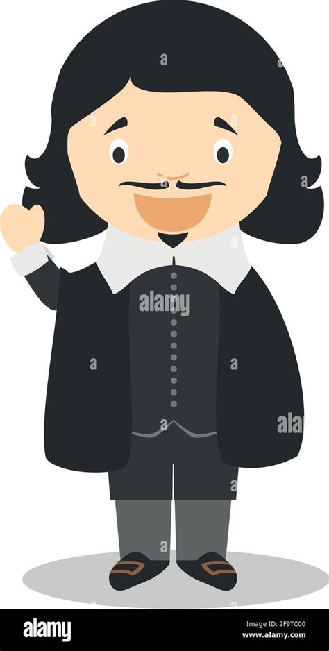 Rene Descartes personaje de dibujos animados Ilustración vectorial