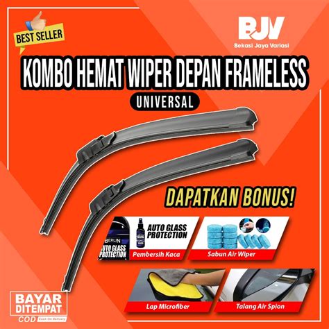 Jual Paket Wiper Frameless Single Blade Universal Semua Mobil 2 PCS