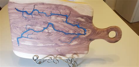 Live Edge Charcuterie Board Cedar Live Edge Lichtenberg Fractal Burned Epoxy Resin