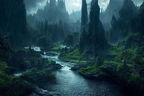 Fantasy Landscapes Elven City Digital Print Screen Saver Fantasy Art ...