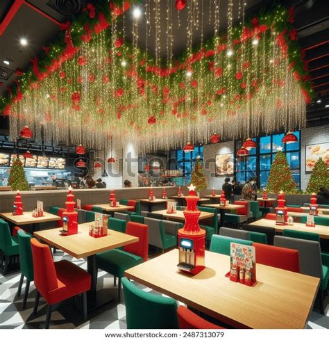 Christmas Theme Mcdonalds Restaurant Interior Festive AI-generated ...