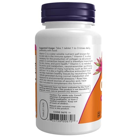 Now Foods Vitamin C With Rose Hips Tablets Antioxidant Protection