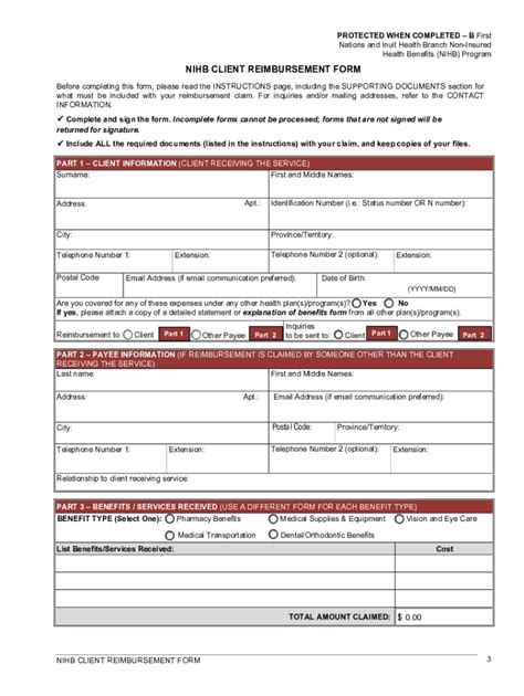 Nihb Client Reimbursement Form Fill Online Printable Fillable