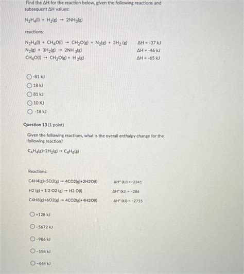 Solved Find The Δh For The Reaction Below Given The