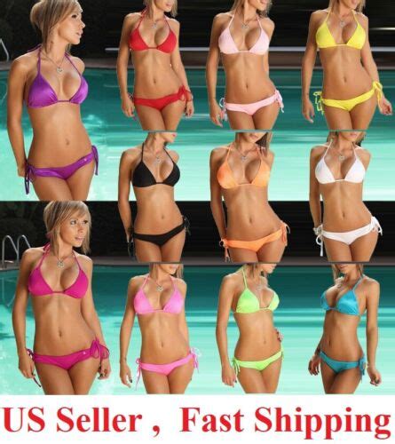 Sexy Women Brazilian Bikini Scrunches Butt Swimwear 2 Pcs Set Lady