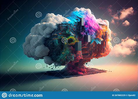 Cloud Computing Technology Concept Digital Illustration Generative Ai