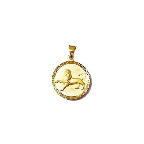 Pendentif M Daille Ronde Zodiaque Lion En Plaqu Or Chaine