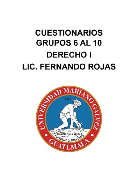 Cuestionarios Grupos Al Derecho I Introducci N Al Derecho I